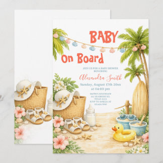 Baby On Board | Tropical Beach Baby Shower Einladung