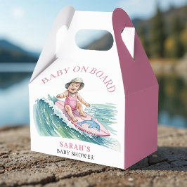 Baby on Board Watercolor Surfing Girl Baby Shower Geschenkschachtel