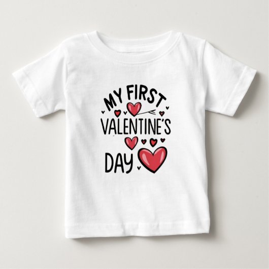 Baby on his first Valentine's Day Baby T-shirt (Vorderseite)