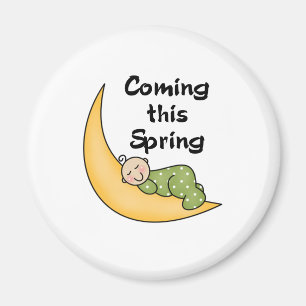 Baby on Moon Spring Magnet