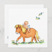 Baby on Pony Horse - Geburtsankündigung Ankündigung (Vorne/Hinten)