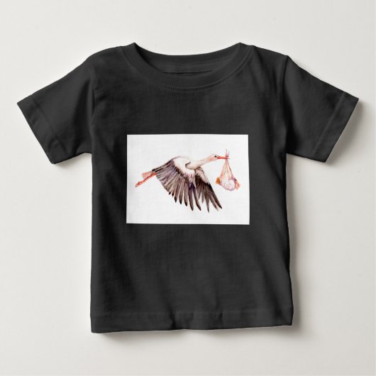 Baby on Stork Baby T-shirt (Vorderseite)