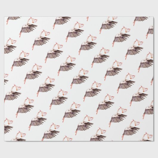 Baby on Stork Geschenkpapier (Flach)