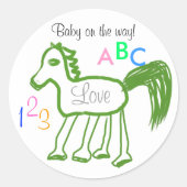 Baby on the Way Green Horse ABC 123 Stickers (Vorderseite)