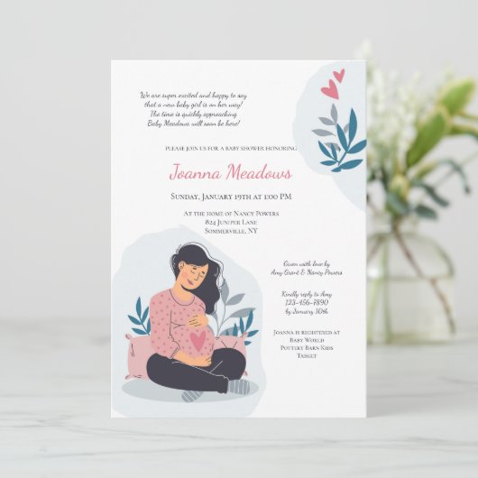 Baby on Way Baby Shower Einladung (Stehend Vorderseite)