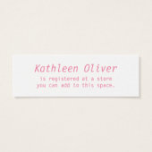 Baby on Way Dotted Pink Gift Registrierungskarte (Rückseite)