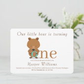 Baby One Bear erster Geburtstag Einladung (Stehend Vorderseite)