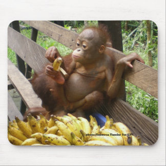 Baby Orangutan Banana Picnic Mousepad