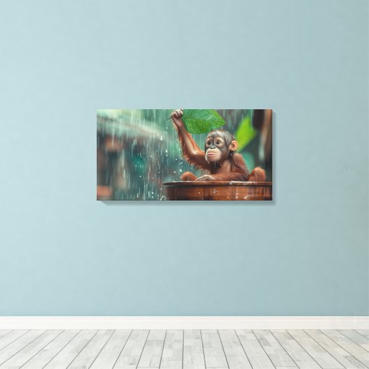 Baby Orangutan Leinwanddruck (Insitu (Holzboden))