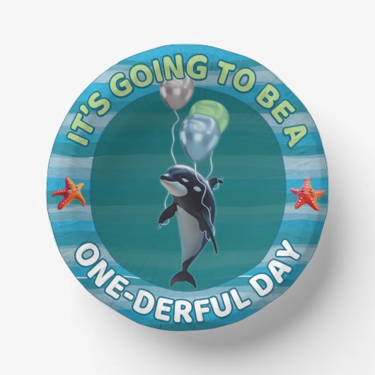 Baby-Orca-Papiertablett Pappteller (Vorderseite)