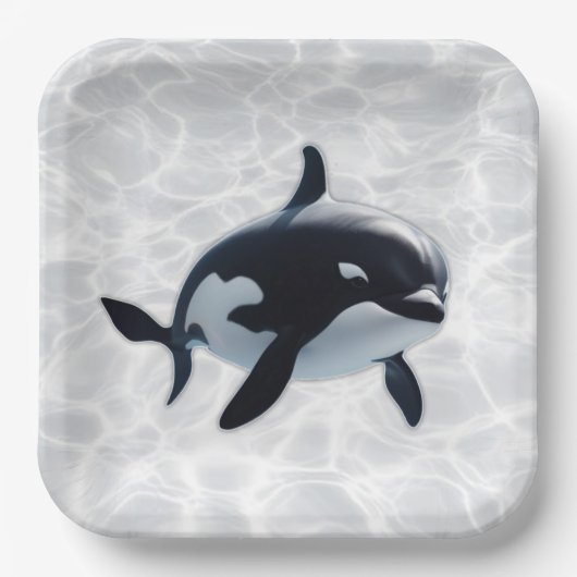 Baby-Orca-Platte Pappteller (Vorderseite)