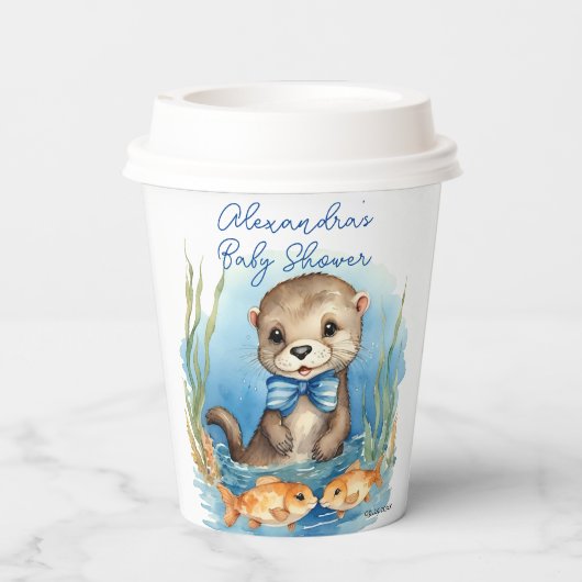 Baby Otter Boy Baby Dusche Pappbecher (Rückseite)