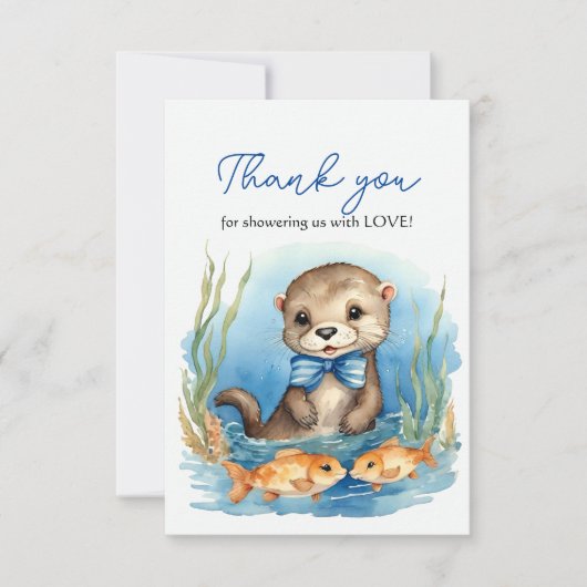 Baby Otter Boy Baby Dusche Vielen Dank Dankeskarte (Vorderseite)