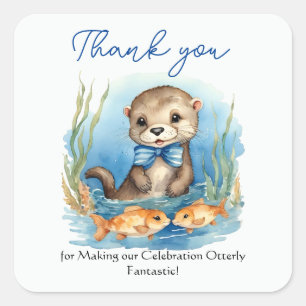 Baby Otter Boy Baby Dusche Vielen Dank Quadratischer Aufkleber