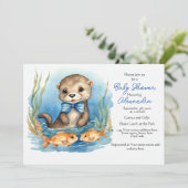Baby Otter Boy Babydusche Einladung (Stehend Vorderseite)