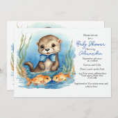 Baby Otter Boy Babydusche Einladung (Vorne/Hinten)