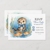 Baby Otter Boy Geburtstagsparty RSVP Karte (Vorne/Hinten)