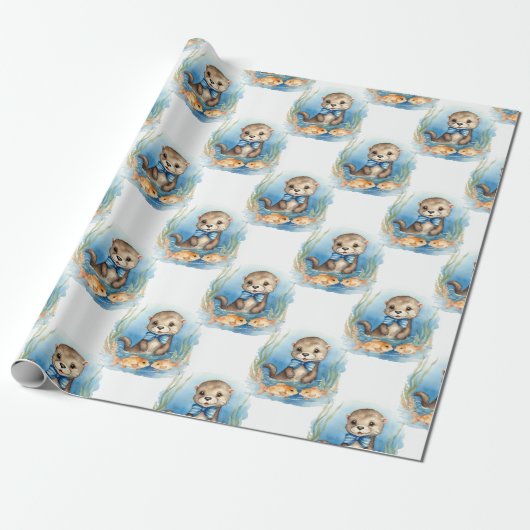 Baby Otter Boy Geschenkpapier (Ungerollt)