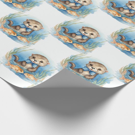 Baby Otter Boy Geschenkpapier (Ecke)