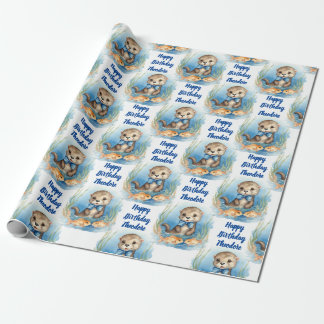 Baby Otter Boy Personalisiert Geschenkpapier