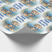 Baby Otter Boy Personalisiert Geschenkpapier (Ecke)