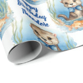 Baby Otter Boy Personalisiert Geschenkpapier (Rolleneckpunkt)