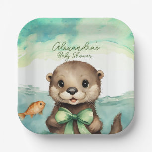 Baby Otter Gender Neutral Baby Dusche Pappteller