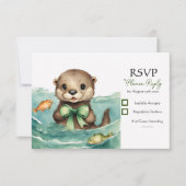 Baby Otter Gender Neutral Baby Dusche RSVP Karte (Vorderseite)