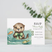 Baby Otter Gender Neutral Baby Dusche RSVP Karte (Stehend Vorderseite)