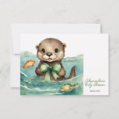 Baby Otter Gender Neutral Baby Dusche RSVP Karte (Rückseite)