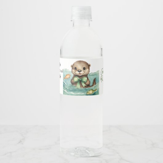 Baby Otter Gender Neutral Baby Dusche Wasserflaschenetikett (Vorderseite)