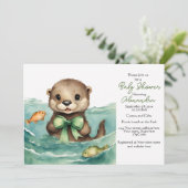 Baby Otter Gender Neutral Baby Shower Einladung (Stehend Vorderseite)