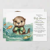 Baby Otter Gender Neutral Baby Shower Einladung (Vorne/Hinten)