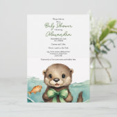 Baby Otter Gender Neutral Baby Shower Einladung (Stehend Vorderseite)