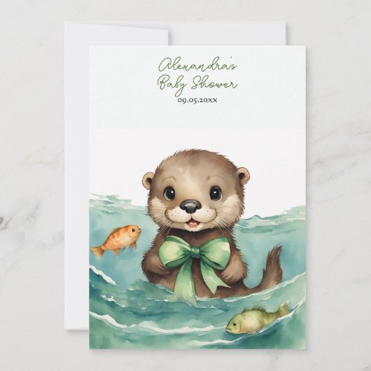 Baby Otter Gender Neutral Baby Shower Einladung (Rückseite)