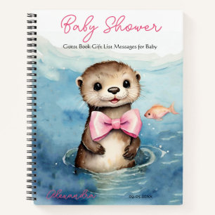 Baby Otter Girl Baby Shooting Guest Gift List Notizblock