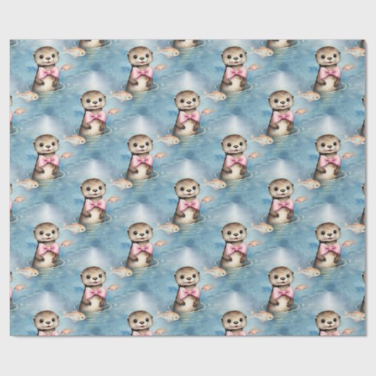 Baby Otter Girl Babydusche Geschenkpapier (Flach)
