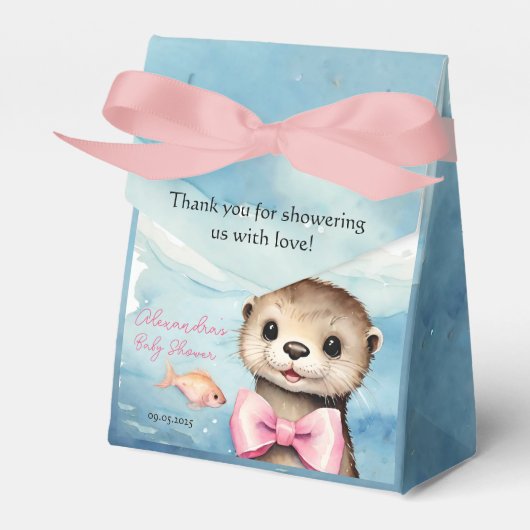 Baby Otter Girl Babydusche Geschenkschachtel (Vorderseite)