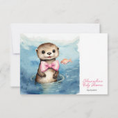 Baby Otter Girl Babydusche RSVP Karte (Rückseite)