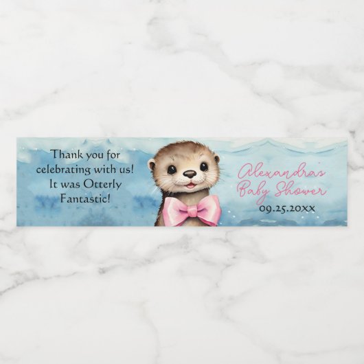 Baby Otter Girl Babydusche Wasserflaschenetikett (Einzelnes Label)