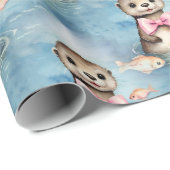 Baby Otter Girl Geschenkpapier (Rolleneckpunkt)