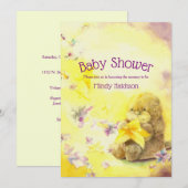 Baby Otter Lila & Gelb Babydusche Einladung (Vorne/Hinten)