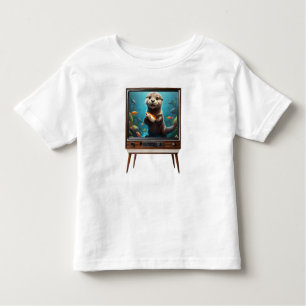 Baby Otter mit Fisch im analogen Fernsehen, Kleinkind T-shirt