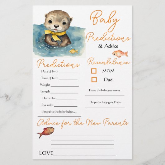 Baby Otter Neutral Baby Predictions Karte (Vorderseite)