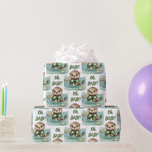 Baby Otter Oh Baby Neutral Baby Dusche Geschenkpapier (Partygeschenke)
