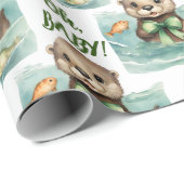 Baby Otter Oh Baby Neutral Baby Dusche Geschenkpapier (Rolleneckpunkt)