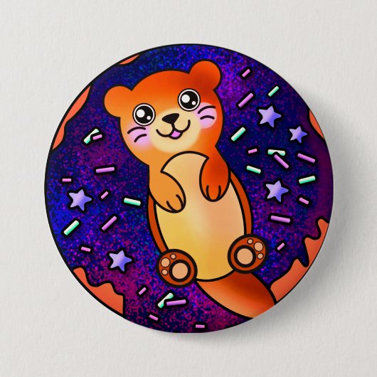 Baby Otter on Donut 2 Button (Vorderseite)