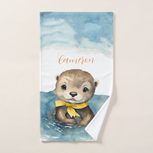 Baby Otter Personalisiert Badhandtuch Set (Handtuch)