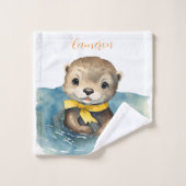 Baby Otter Personalisiert Badhandtuch Set (Waschlappen)