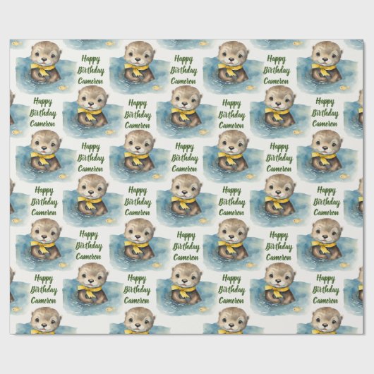 Baby Otter Personalisiert Gender Neutral Geschenkpapier (Flach)